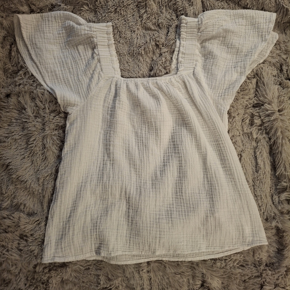 beachlunchlounge Square Neck Cotton Gauze Top